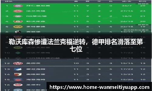 勒沃库森惨遭法兰克福逆转，德甲排名滑落至第七位
